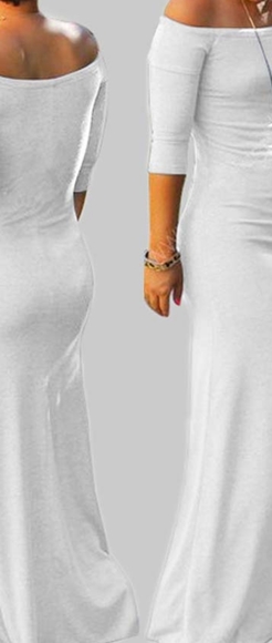 New plus maternity maxi mumu no shoulder off dress - Picture 3 of 5